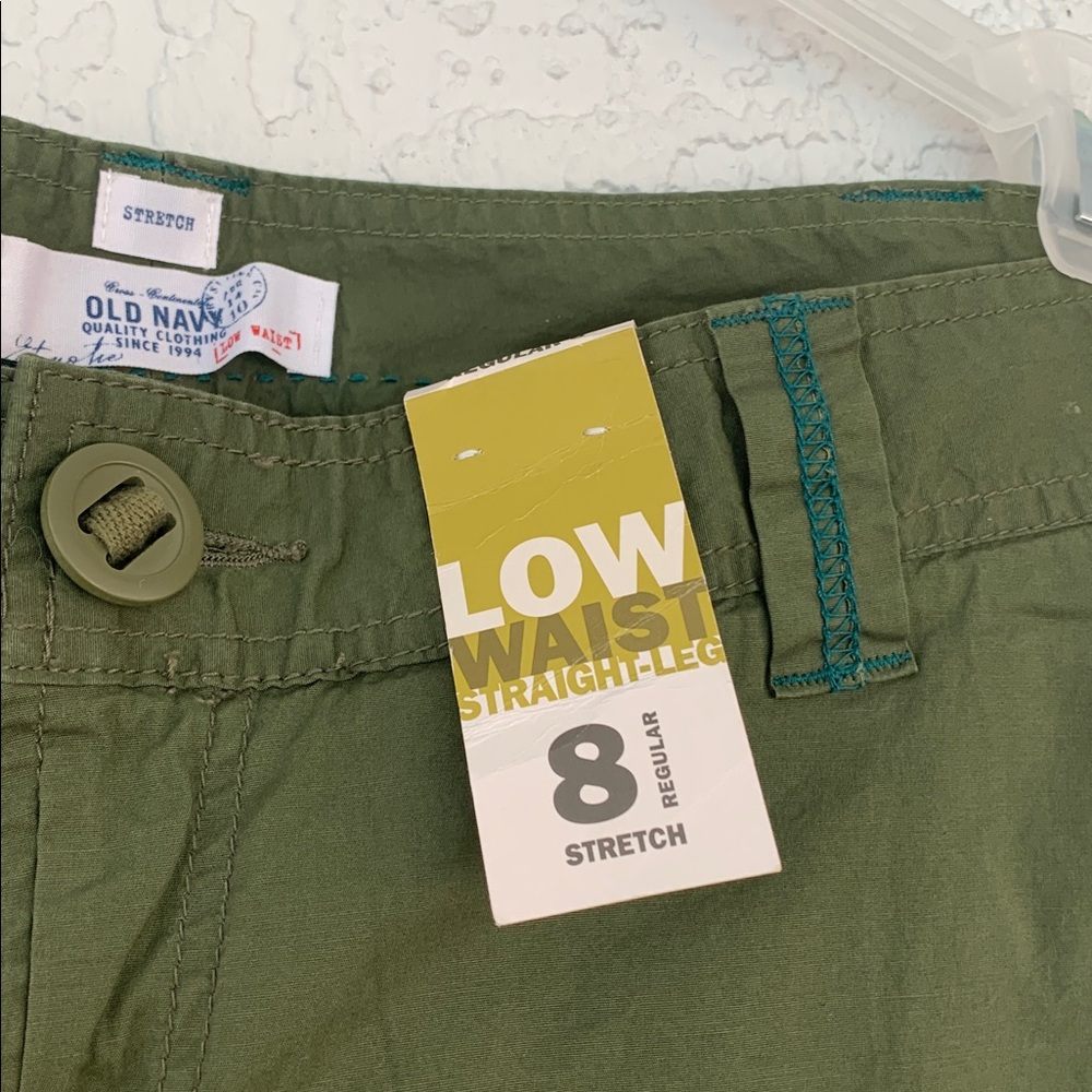 Old Navy Dark Green Cargo low waist straight leg Pants size 8 - Picture 3 of 12